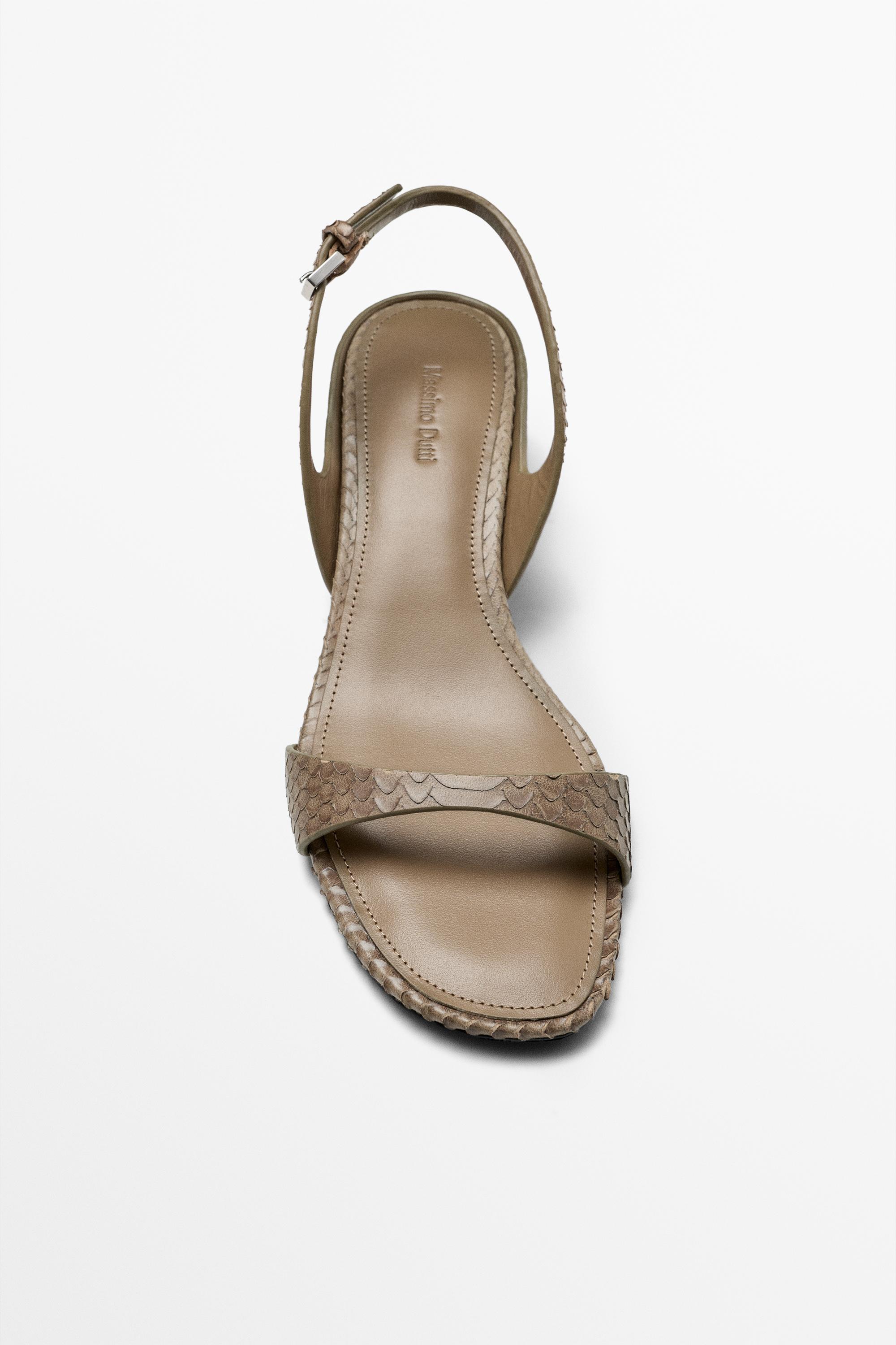 High-heel sandals embossed leather